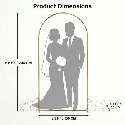 6.6FT Gold Metal Arch Backdrop Stand, Curved Wedding Arch - Image 2