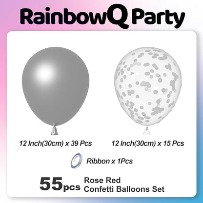 RainbowQ Metallic Silver Balloons 55Pcs 12 Inch Confetti Helium | Chrome Silver - Image 3