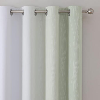 Sage Green and Greyish White Blackout Curtains 72 Inch Length 2 Panels Set - Image 4