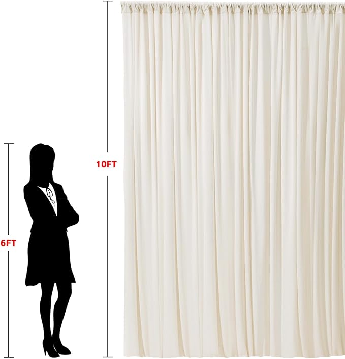 10x10ft Wrinkle Free Ivory Backdrop Curtain - Image 6