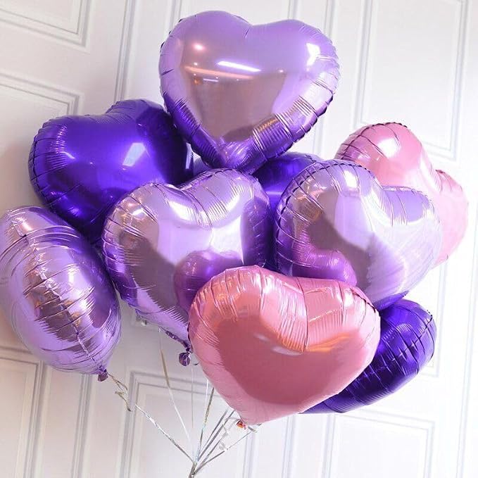 Pink Purple Heart Balloons - Image 5