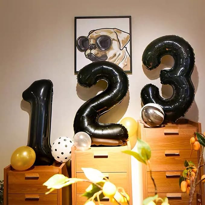 Black 13 Number Balloons Big Giant Jumbo Large Number 13 Foil Mylar Balloon - Image 4