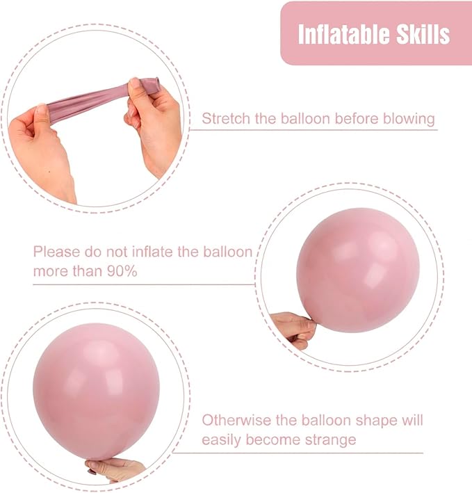 RUBFAC 135pcs Dusty Pink Balloons, Latex Boho Blush Pink Balloon Different - Image 3
