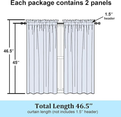 Simplebrand Black Semi Sheer Curtains 45 Inch Length 2 Panels, Geometric - Image 7