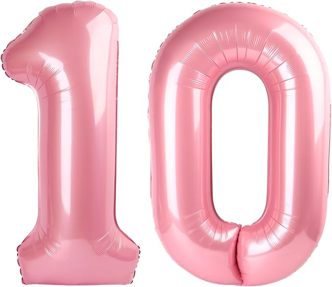 10 Balloon Number 40 Inch Pastel Pink Balloons by Mluchee