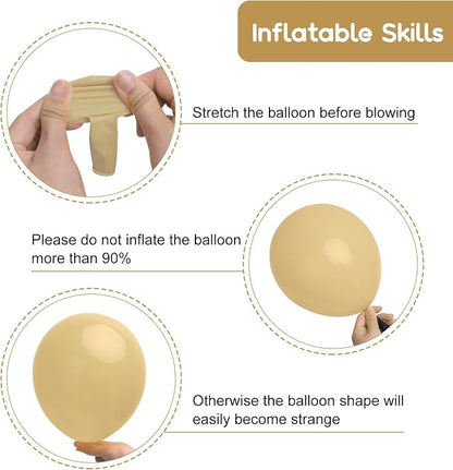 RUBFAC 129pcs Light Brown Balloons Different Sizes 18 12 10 5 Inch Latex Tan - Image 3