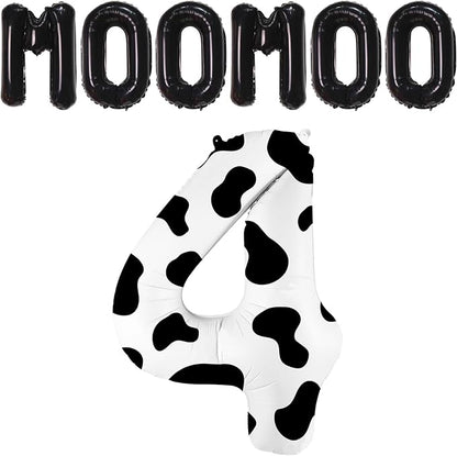 40 Inch Cow Print Balloon, Number 4 balloons Cow Balloons - Image 2