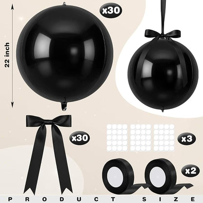 Jenaai 30 Set Round Foil Balloons Bulk 22 Inch 4d Metallic Giant Balloons Set - Image 2