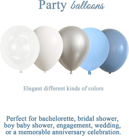 Dusty Blue and White Silver Balloons - Image 6