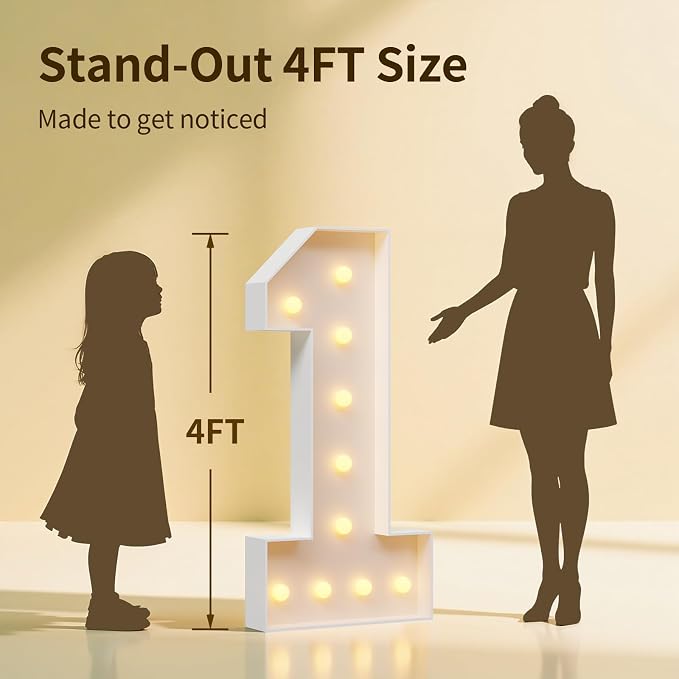 4FT Light Up Marquee Number 2 Warm White Light | Party Decor - Image 2