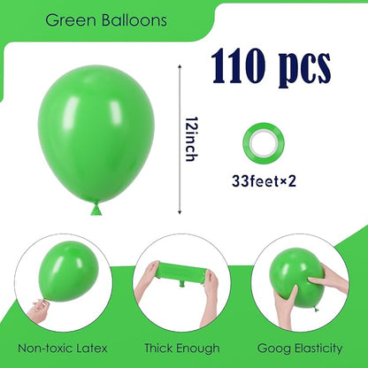 Voircoloria 110pcs Green Latex Party Balloons, 12inch | - Image 2