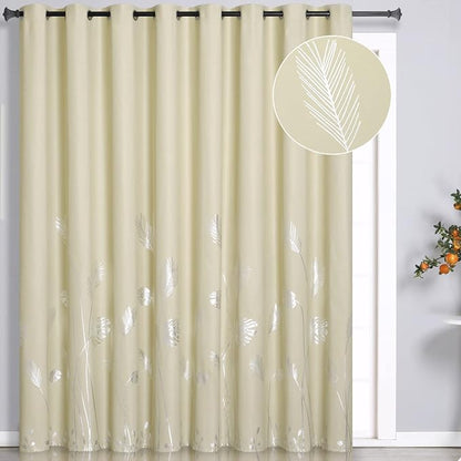 Drape for Living Room 100W x 84L Inch Length Elegant Silver Palm Tree Designed by ESTELARTEXTILER