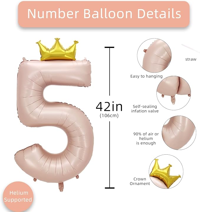 AULE 40 Inch Big Pink 5 Balloon Number - Image 2