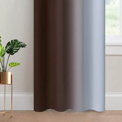Yakamok Ombre Curtains Brown and Greyish White - Image 4