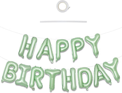 TONIFUL 16 Inch Sage Green Happy Birthday Foil Balloons | Mylar Letter Birthday by TONIFUL