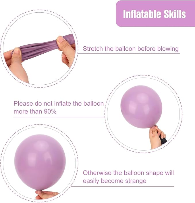 RUBFAC Purple Balloons Different Sizes Dusty Purple Party Balloon 154pcs | - Image 4