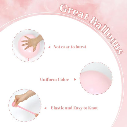 60pcs Light Pink Balloons with Clear Pastel Pink and White Balloons - Image 4