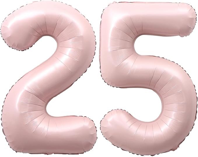 40 Inch Light Pink Number 25 Balloon 0-9 25th Foil Big Giant | Digital by SULALABOO