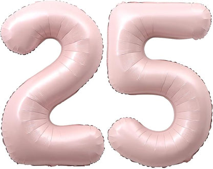 40 Inch Light Pink Number 25 Balloon 0-9 25th Foil Big Giant | Digital by SULALABOO