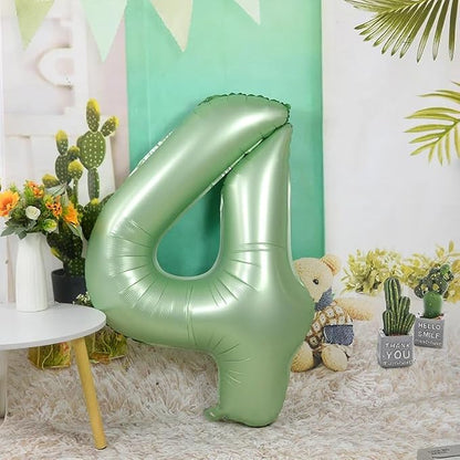 4 Balloon Numbers Birthday Decorations, 40In Sage-Green Balloons - Image 2