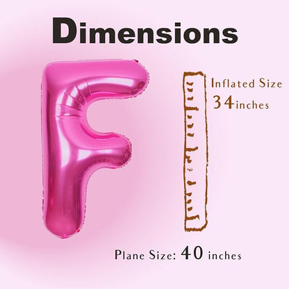 SUWEN 40 Inch Hot Pink Large F Letter Balloons Big Foil Helium Letter A-Z | - Image 4