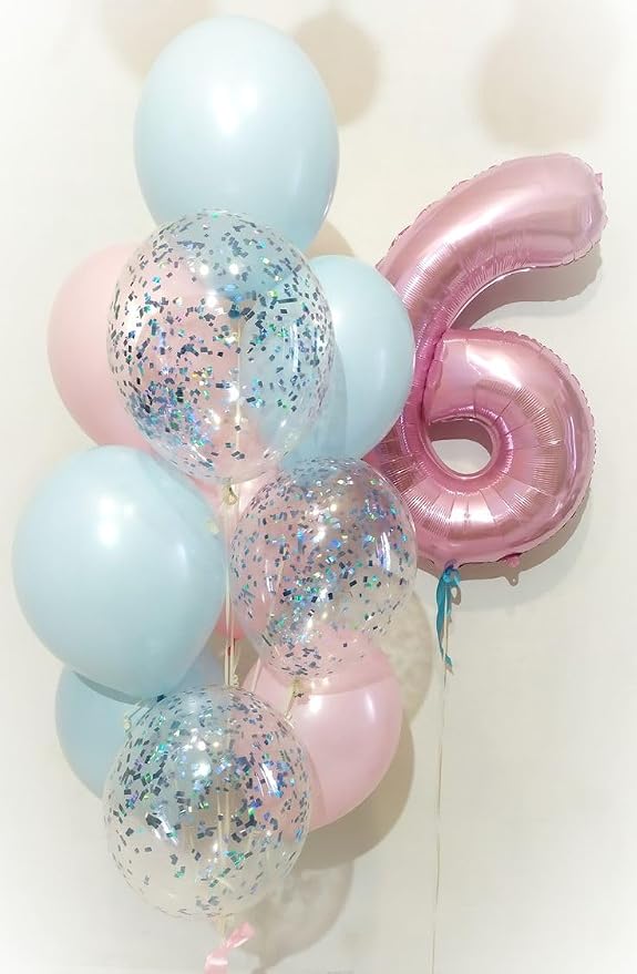 6 Balloon Numbers Birthday Decorations, 40In Pink Balloons - Image 4