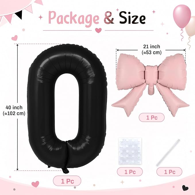 40 Inch Black Number Balloons 0-9 - Image 2