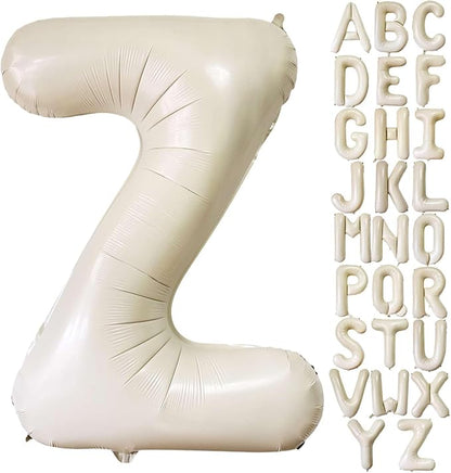 Cream White Letter Z Balloons, 40 Inch Giant Letter Balloons Z Foil Mylar by Lovoir