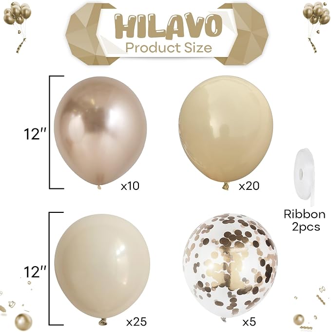 Beige and Champagne Gold Balloon Set - Image 2