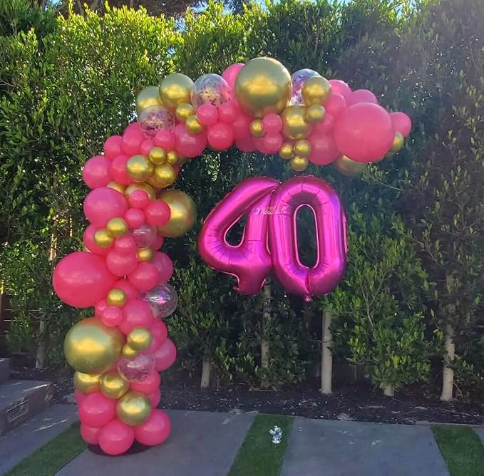 Hot Pink 40 Balloon Numbers, 40 Inch 40 Birthday Balloon Foil Mylar Number 40 - Image 5