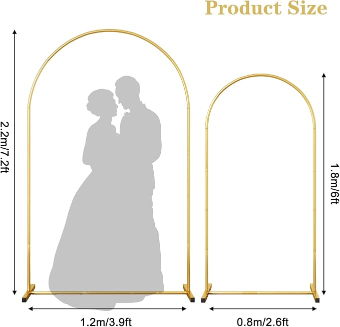 RUBFAC Wedding Arch Backdrop Stand, Metal Balloon Arch Stand | Gold Arch Stand - Image 2