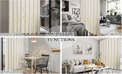 Cream Beige Curtain for Sliding Door 100W x 96L Inch Long Elegant Luxury Palm - Image 9