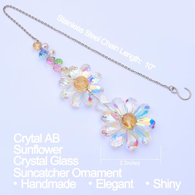 Crystal Flower Suncatcher Hanging Ornament, Rainbow Maker Window Sun Catcher - Image 2