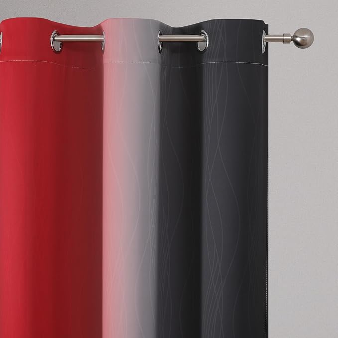 Black and Red Blackout Curtains, 100% Ombre Blackout Curtains - Image 4