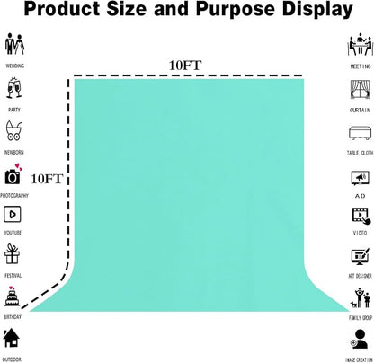 Turquoise Photography Backdrop for Photoshoot, Fabric 10x10ft | Polyester - Image 3