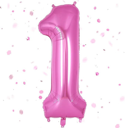Pink Number Balloons, Large Hot pink Number 1 Balloon 40 Inch Pink 1 Balloon by Yeodong