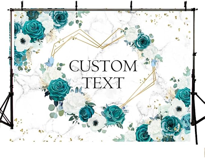 AIBIIN 7x5ft Custom Mr and Mrs Floral Backdrop Teal Wedding Photography - Image 4