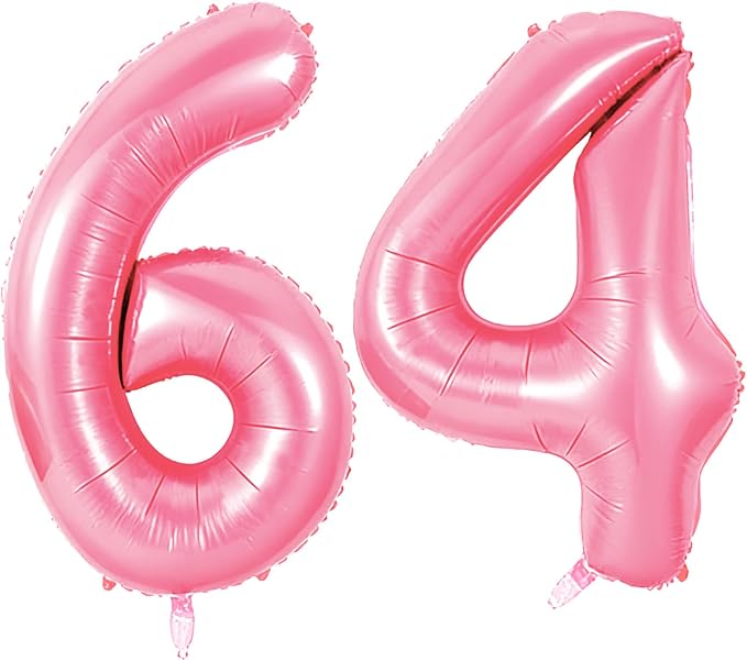 Number 64 Balloons for 64th Birthday Party Decorations, 0-100 Large No.64 by Joycard