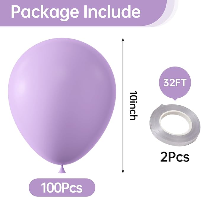 10 Inch Pastel Purple Balloons - Image 2