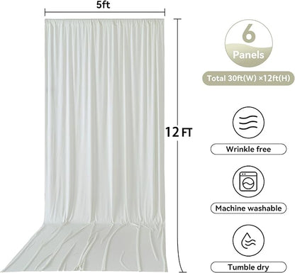 30ftx12ft Wrinkle Free Ivory Backdrop Curtains - Image 6