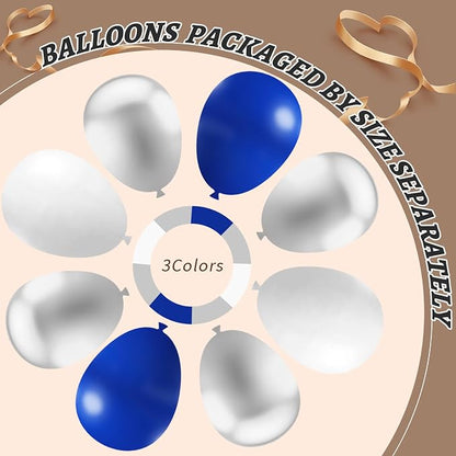 412Pcs Blue White Silver Balloon Arch Kit, 18 12 10 5 Inch Different Size Royal - Image 4
