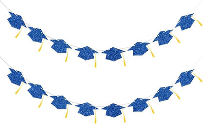 Graduation Decorations Class of 2026 Blue Graduation Cap Banner by Blopee