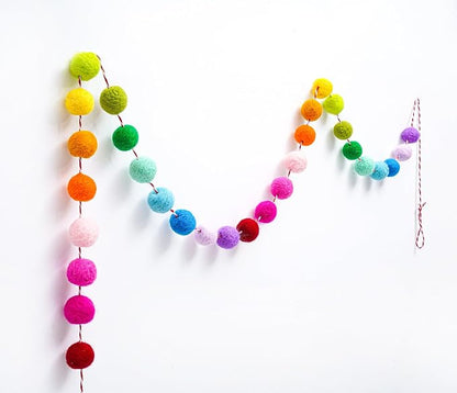 3 Pcs Pre-Strung Happy Birthday Banner, Felt Ball Garland, Pennant Triangle - Image 9