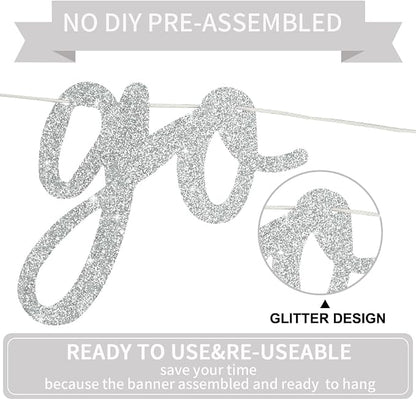 BEISHIDA Silver Pre-Strung Go Shawty It's Your Birthday Banner Decor | Glitter - Image 2