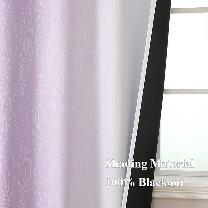Lilac and Greyish White Ombre Blackout Curtains 90 Inch Length 2 Panels Set - Image 5