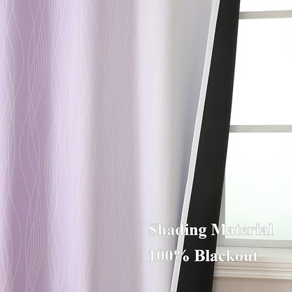 Lilac and Greyish White Ombre Blackout Curtains 90 Inch Length 2 Panels Set - Image 5