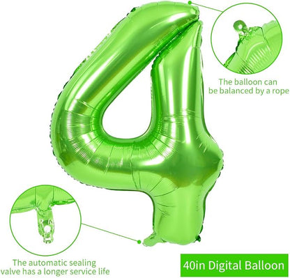 TONIFUL 40 Inch Green Number 4 Balloons Large Foil 4th Birthday Decorations | - Image 2
