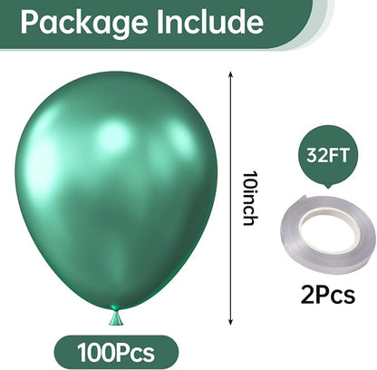 10 Inch Metallic Green Balloons - Image 2