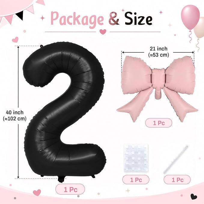 40 Inch Black Number 2 Balloon - Image 2