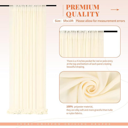 6 Panels Beige Ceiling Drapes for Wedding Ceiling Drapes 5ftx10ft Wedding Arch - Image 8